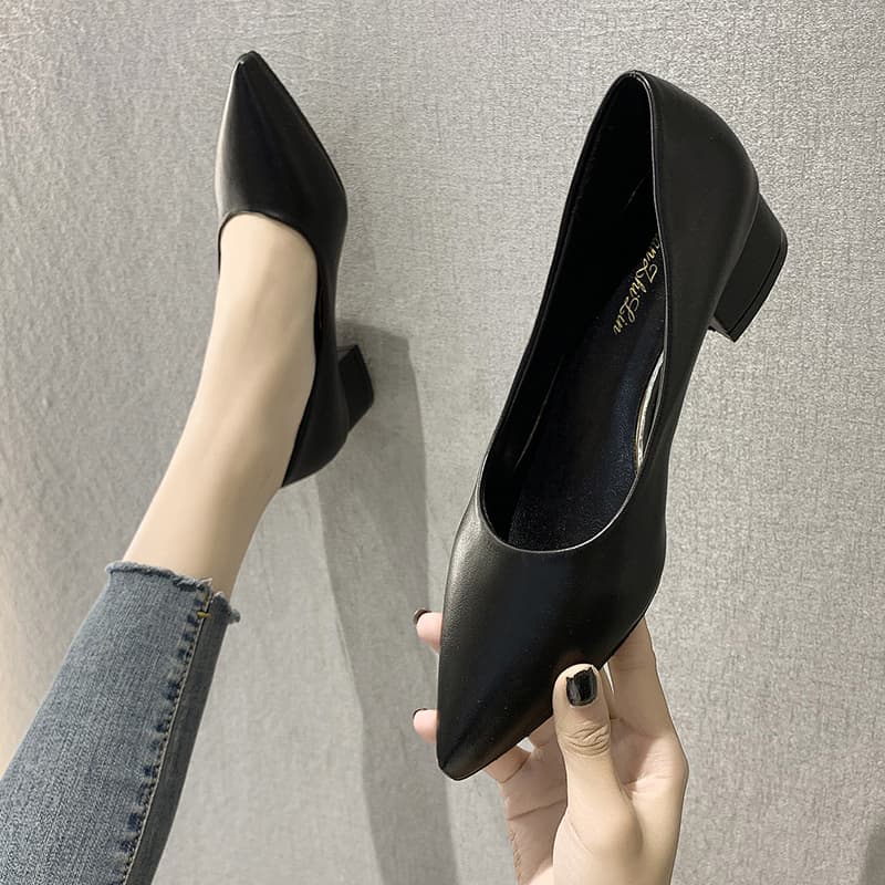 ポインテッドトゥ ローヒールパンプス