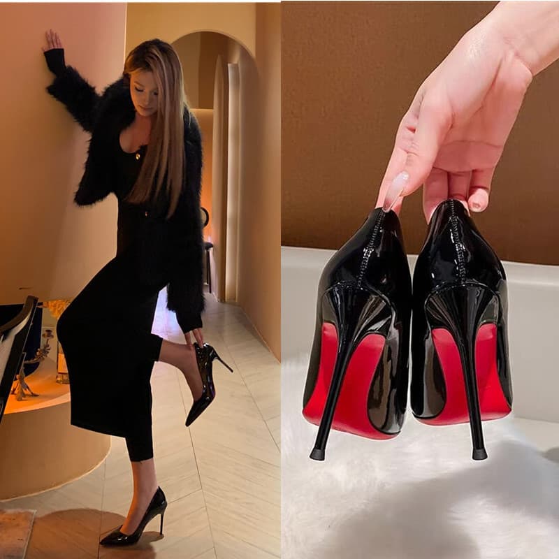 ヒール 艶やか美脚ポインテッドパンプス